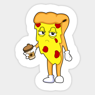 Pizza with Salami Cheese & Coffee Sticker